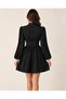 Women's High Neckline Low-Cut Detailed Waist Fitted Balloon Sleeve Mini Dress - 4