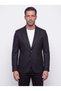 Black Pointed-Collar Slim Fit 6-Drop Striped Wool Winter Men’s Jacket