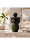 Guardian Angel with Child Figurine 13 cm, Modern Ribbed Angel Statue, Black & Olive, Black Olive - 3
