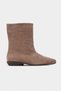 Dark Beige Suede Pointed Toe Thick Heel Women's Boots - 5