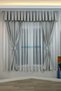 Kitchen Curtain, Closely Pleated, 1/3 Gray Gingham, with Fringe, Short Curtain Rail, Modern Drapery Curtain