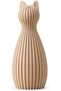 Ribbed Cat Statue 12.4 cm, Modern Minimal Cat Sculpture with Pointed Ears, Shelf and Desk Decor