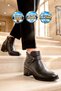 Black Genuine Leather Stylish and Comfortable Women's Zip-Up Boots with Buckle Detail 24116-1 - 3