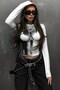 White Gothic Girl Y2K Long-Sleeve Cropped Top