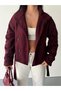 Arven high neck, belted, short, linered kaşe coat, black, brown.