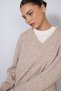V-Neck Italian Raglan Oversized Wool Sweater in Stone - 2