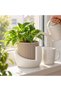 Ribbed Planter with Drip Base 16.5 cm, 12 cm Opening, Taupe & White, Taupe White - 3