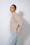 V-Neck Italian Raglan Oversized Wool Sweater in Stone - 3
