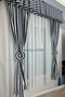 Kitchen Curtain, Closely Pleated, 1/3 Navy Blue Striped, with Fringe, Short Curtain Rail, Modern Drapery Curtain - 4