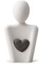 Mother Figurine with Heart, 13.3 cm Minimalist Abstract Statue, Modern Home Decor Sculpture, White