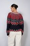 Jacquard Bicycle-Neck Knit Cardigan, Navy Blue - 6