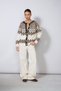 Jacquard Bicycle-Neck Knit Cardigan, Ecru - 4