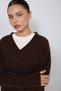 V-Neck Italian Raglan Oversized Wool Sweater, Coffee - 3