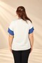 Women's Short-Sleeved Blouse in Stretch Fabric with Stone-Embellished Leaf Pattern - 4