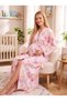 New Season Pink-Patterned Full-Length Easy-Breastfeeding Design Long-Sleeved 100% Cotton Postpartum and Maternity Robe and Nightgown Set - 5