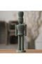 Modern Nutcracker Figurine 21 cm, Ribbed Minimalist Christmas Soldier Statue for Mantel, Sage Green - 7