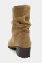Farm Rome Beige Suede Ruched Ankle Pointed Toe Chunky Block Heel Women's Boots - 8
