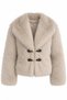Stone-Colored Faux Fur Coat - 2y9679