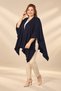 Women's Open-Front Skirt with Ruffled Hem and Poncho - 2
