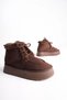 ZRT04MK08 Premium Dark Coffee Suede 5 cm thick sole Lace-Up Winter Boot with Warm Plush Lining - 6