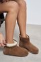 Nemesis Desert Dark Beige Suede Leather Flat Sole Women's Ankle Boots with Plush Lining - 3