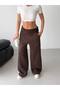 Women's brown, pocketed, pleated, fleece-lined, Wide-Leg sweatpants Gt8834