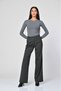 Button-Detail Wide-Leg Fabric Pants - Anthracite - 3