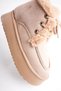 ZRT04MK08 Premium Taupe Color Suede 5 cm Thick Sole Winter Lace-Up Boot with Warm Plush Lining - 5