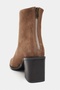 Casey Desert Dark Beige Suede Leather Women's Boots with Back Zipper and Block Heel - 8