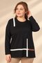 Women's Plus-Size Stretch Viscose Knit Blouse with Vertical and Horizontal Stripes and Stone Embellishments