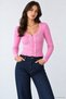 Women's Cardigan-Style Sweater with Lace Collar and Buttons