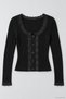 Women's Cardigan-Style Sweater with Lace Collar and Buttons - 2