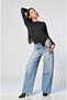 Long-Sleeved Crew Neck Bodysuit with Snap-Fastened Details - Black - 2