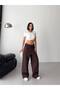 Women's brown, pocketed, pleated, fleece-lined, Wide-Leg sweatpants Gt8834 - 2