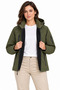 Women's Waterproof Softshell Jacket with Fleece Lining, Detachable Hood, and 4 Pockets - Khaki