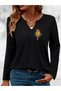 Mix-Printed Cotton-Lycra Half-V-Neck Short-Sleeved Blouse