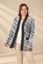 Women's Zebra-Print Boat Neck and Ribbed-Trimmed Pockets B.B. Viscose Rib Knit Cardigan - 2
