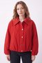 Women's Red Shirt Collar Zipper-Front Lined Transitional Bomber Jacket