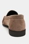 Mirage Dark Beige Suede Leather Women's Loafer with Metal Buckle Detail and Ruched Gathering Detail - 8