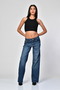WhatsUp Straight-Cut Wide-Leg Denim Pants - Blue - 4