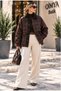 MISS NEŞEM Women's Velvet-Boat Neck Plaid Short Trench Coat - 5