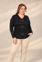 Women's V-Neck Plus-Size Knit Blouse embellished with stones on the front and sleeves - 2