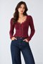 Women's Cardigan-Style Sweater with Lace Collar and Buttons