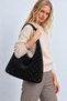 Lumi Women's Hobo-Style Shoulder Bag with a Soft Suede-Look Finish and Studded Detail