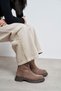Denada Light Beige Suede Leather Women's Zip-Up Boots with Round Toe and Thick Sole - 3