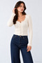 Women's Cardigan-Style Sweater with Lace Collar and Buttons - 3
