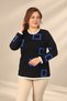 Women's Plus-Size Viscose Knit Blouse with Checked Pattern and Button Detail on the Back - 3