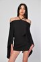 EYYO Backless Cape Dress with Tie-At-the-Neck and Shorts - Black - 3