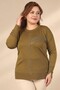 Women's Plus-Size Knit Blouse embellished with vertical and asymmetrical horizontal stones on the front - 2