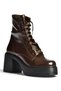 V726681560 Brown Rustic Thick Heeled Lace-Up Boot - 6